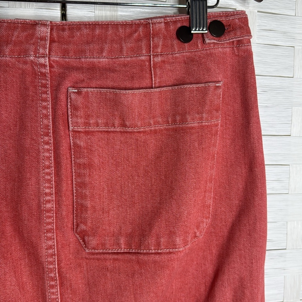 Uniqlo U Women’s Red Washed Button Front Denim Skirt with Pockets Size 8 - Picture 6 of 10